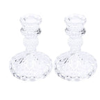 Candlestick Holders Set Clear Glass Taper Candle Holders for Wedding Party Romantic Dinner Festival Windowsill Decor 2pcs