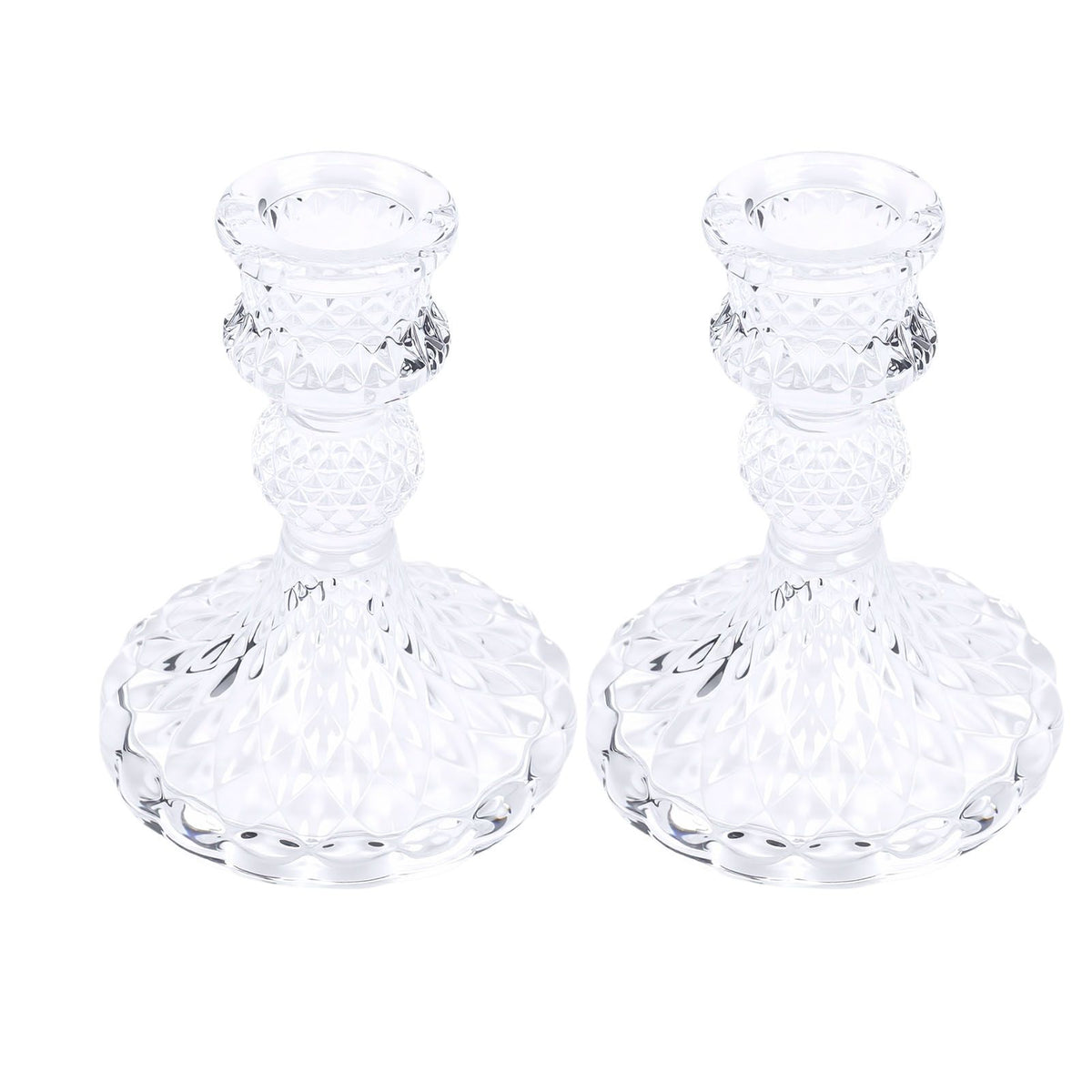 Candlestick Holders Set Clear Glass Taper Candle Holders for Wedding Party Romantic Dinner Festival Windowsill Decor 2pcs