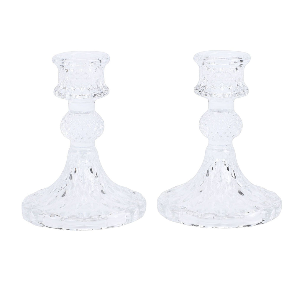 Candlestick Holders Set Clear Glass Taper Candle Holders for Wedding Party Romantic Dinner Festival Windowsill Decor 2pcs