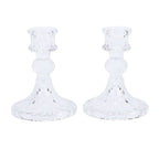 Candlestick Holders Set Clear Glass Taper Candle Holders for Wedding Party Romantic Dinner Festival Windowsill Decor 2pcs