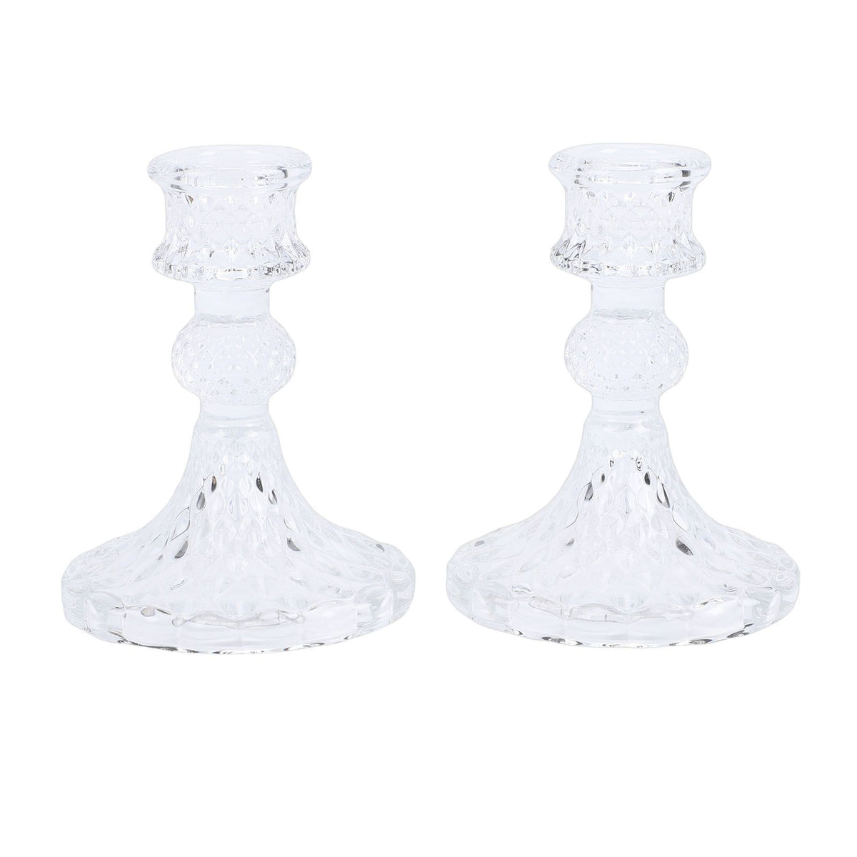 Candlestick Holders Set Clear Glass Taper Candle Holders for Wedding Party Romantic Dinner Festival Windowsill Decor 2pcs