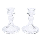 Candlestick Holders Set Clear Glass Taper Candle Holders for Wedding Party Romantic Dinner Festival Windowsill Decor 2pcs
