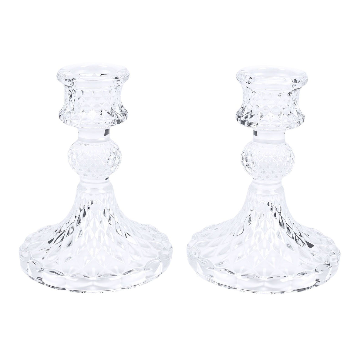 Candlestick Holders Set Clear Glass Taper Candle Holders for Wedding Party Romantic Dinner Festival Windowsill Decor 2pcs