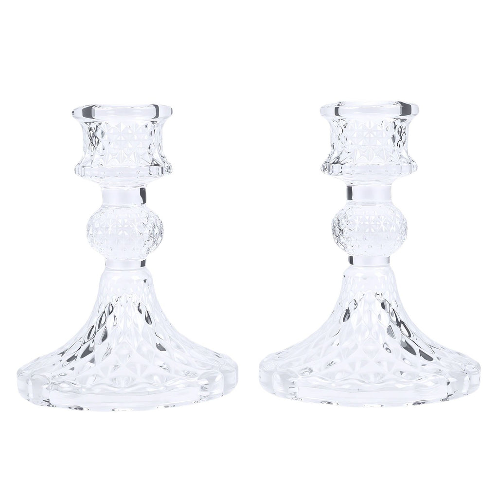 Candlestick Holders Set Clear Glass Taper Candle Holders for Wedding Party Romantic Dinner Festival Windowsill Decor 2pcs