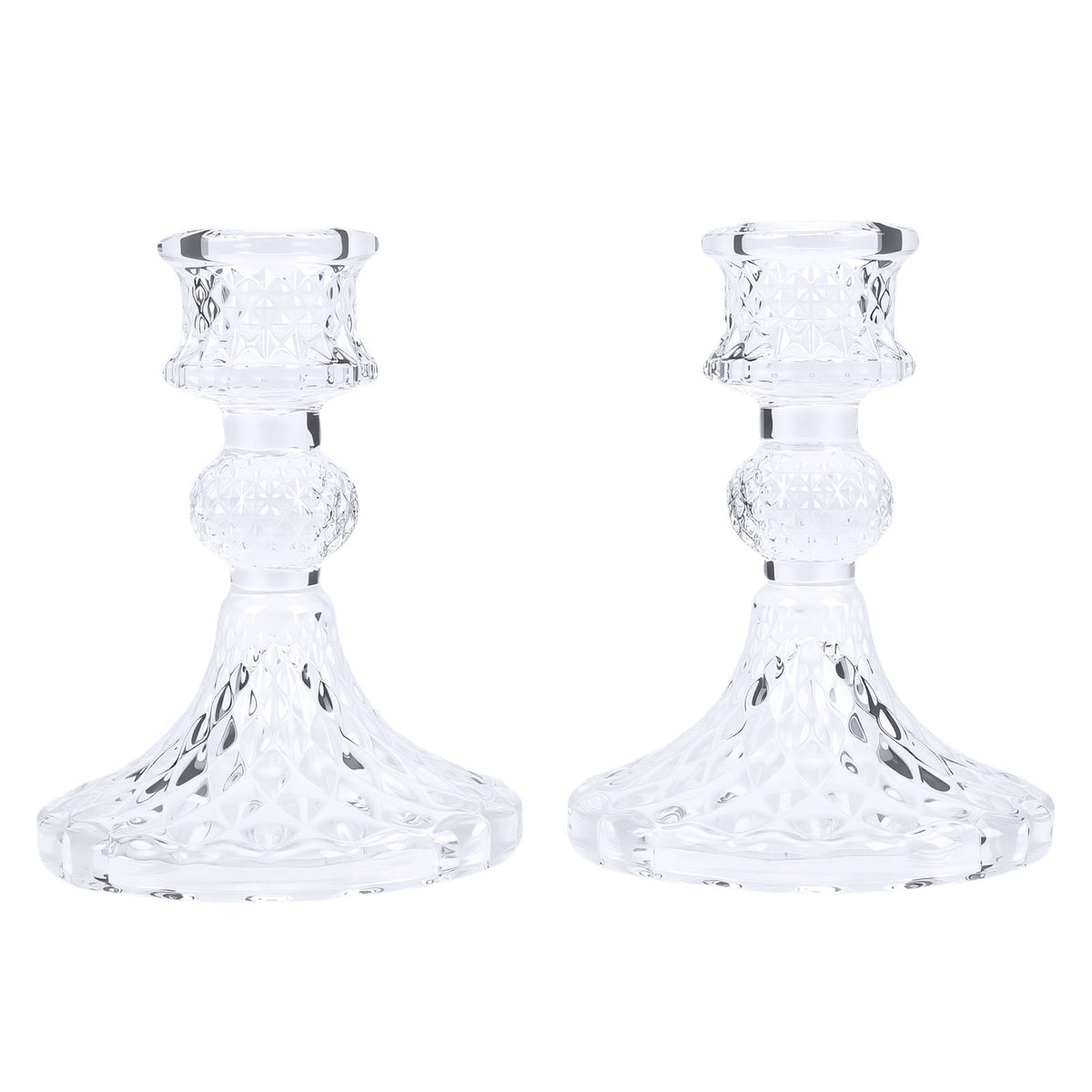 Candlestick Holders Set Clear Glass Taper Candle Holders for Wedding Party Romantic Dinner Festival Windowsill Decor 2pcs