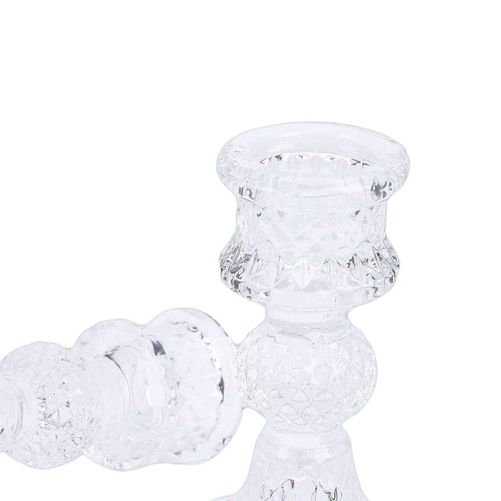 Candlestick Holders Set Clear Glass Taper Candle Holders for Wedding Party Romantic Dinner Festival Windowsill Decor 2pcs