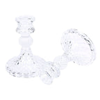 Candlestick Holders Set Clear Glass Taper Candle Holders for Wedding Party Romantic Dinner Festival Windowsill Decor 2pcs