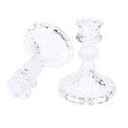 Candlestick Holders Set Clear Glass Taper Candle Holders for Wedding Party Romantic Dinner Festival Windowsill Decor 2pcs