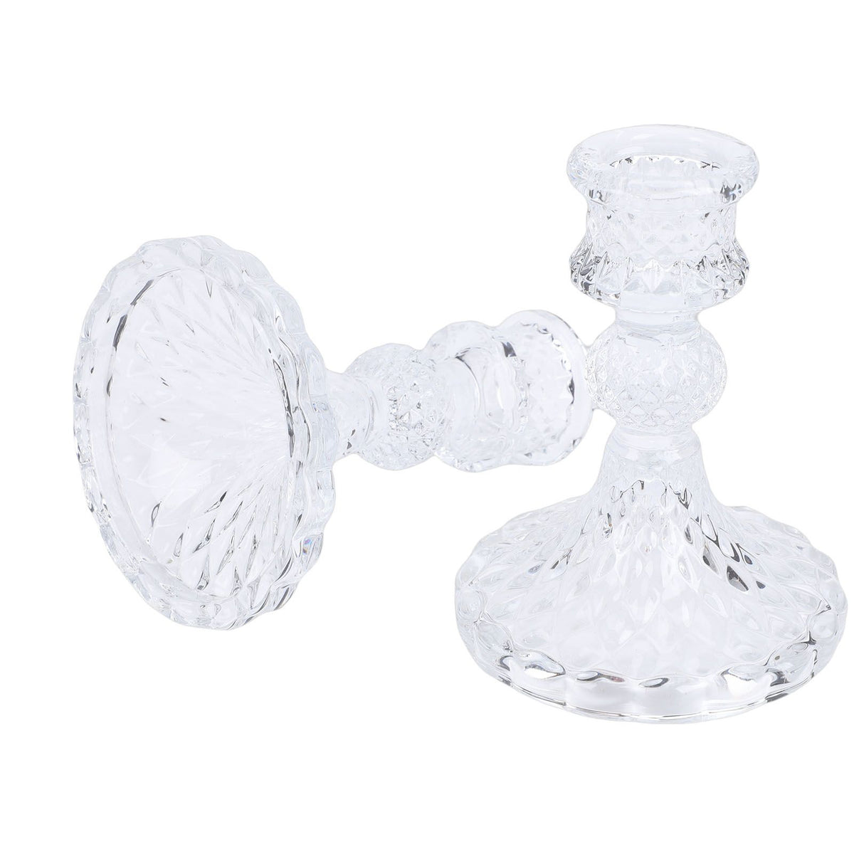 Candlestick Holders Set Clear Glass Taper Candle Holders for Wedding Party Romantic Dinner Festival Windowsill Decor 2pcs