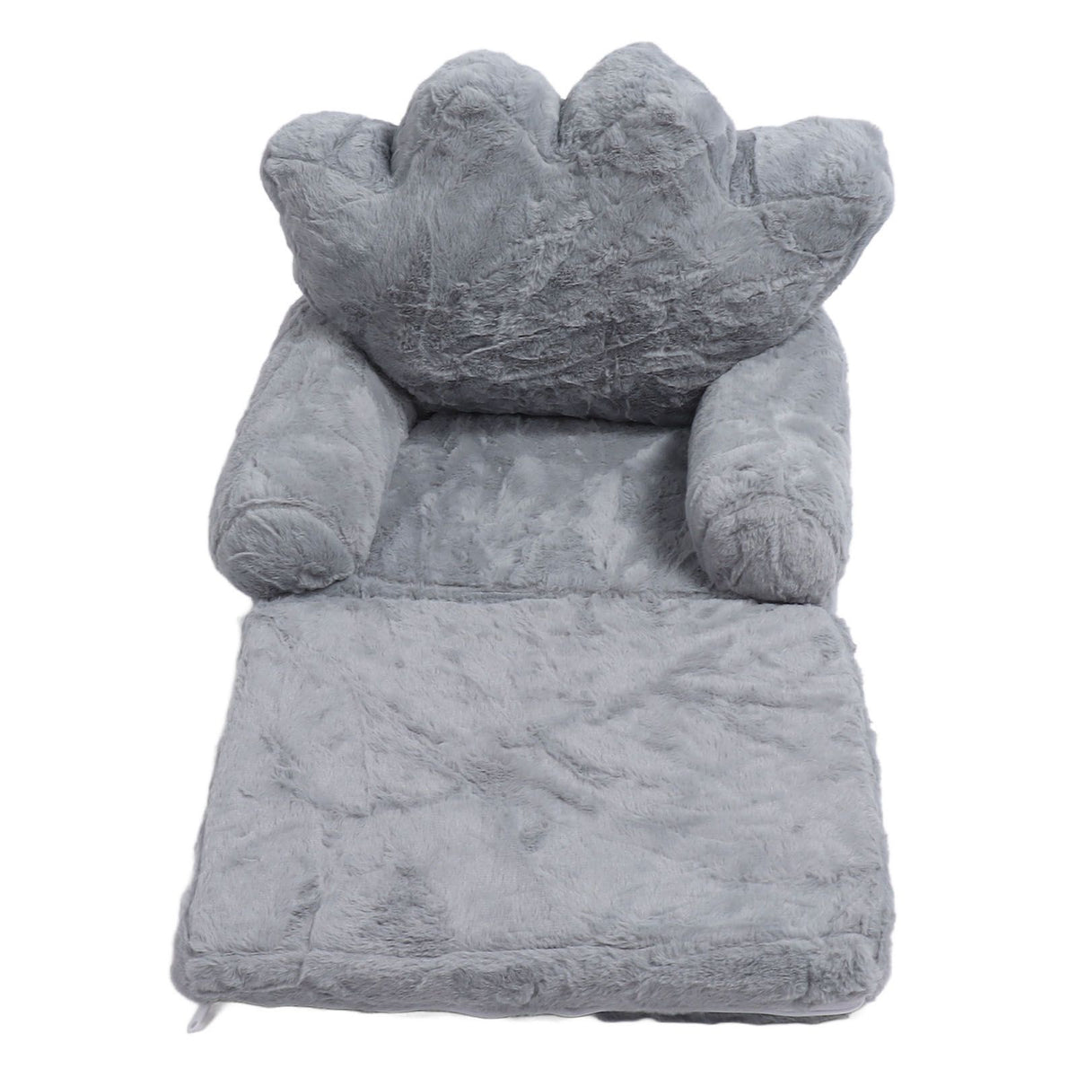 Folding Crown Seat Cushion Chair Cushion Girl Princess Baby Children Small Sofa with Backrest Rabbit Hair Gray 2 Layers