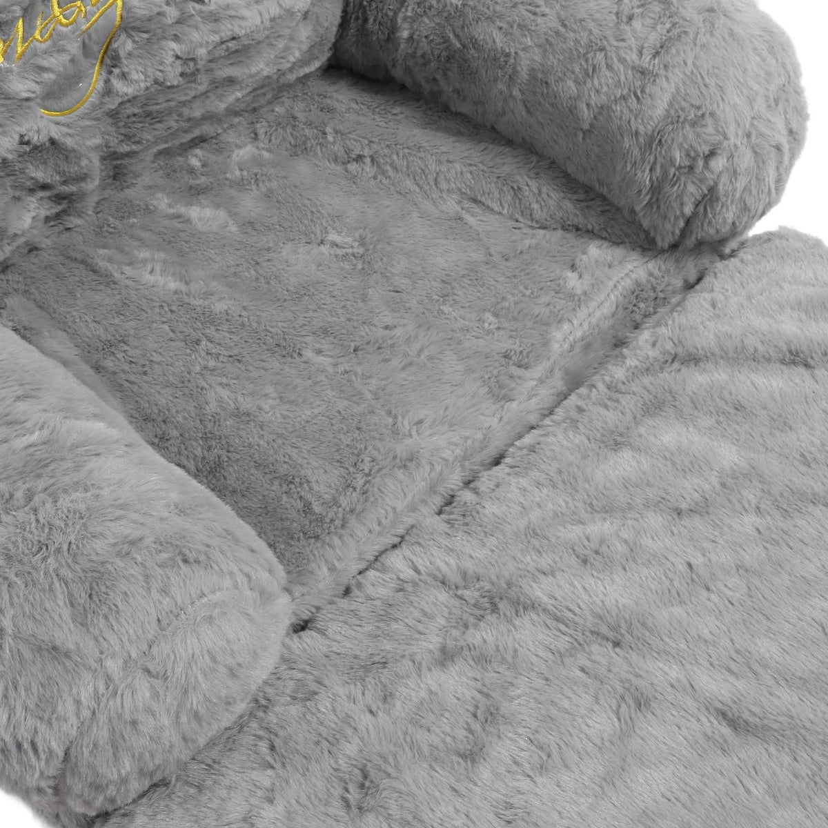 Kids Sofa for Baby Toddler Cute Cartoon Cat Convertible Armrest Chair Fold Out Couch Bed for Napping Playing Sleeping Grey 2 Layers