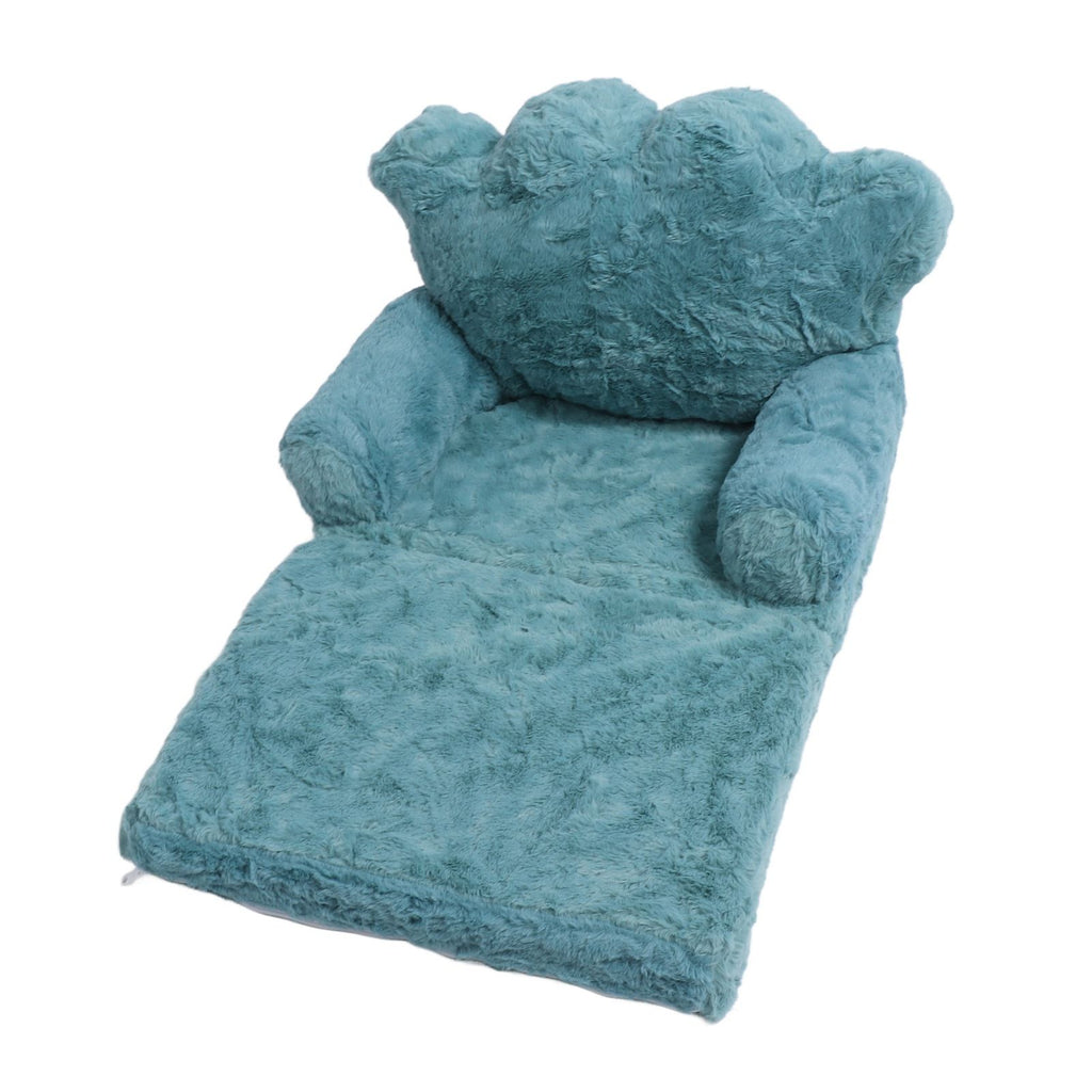 Flip Out Chair Green Fold Out Couch Crown Cute Soft Comfortable Kids Sofa for Boys Girls Home School Kindergarten 2 Layer