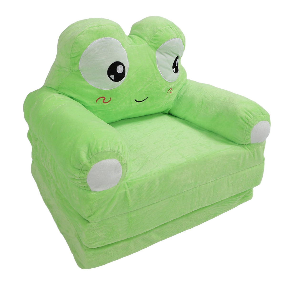 Foldable Kids Sofa Cute Cartoon Design Short Plush Soft Comfortable Portable Children Couch for Home Frog