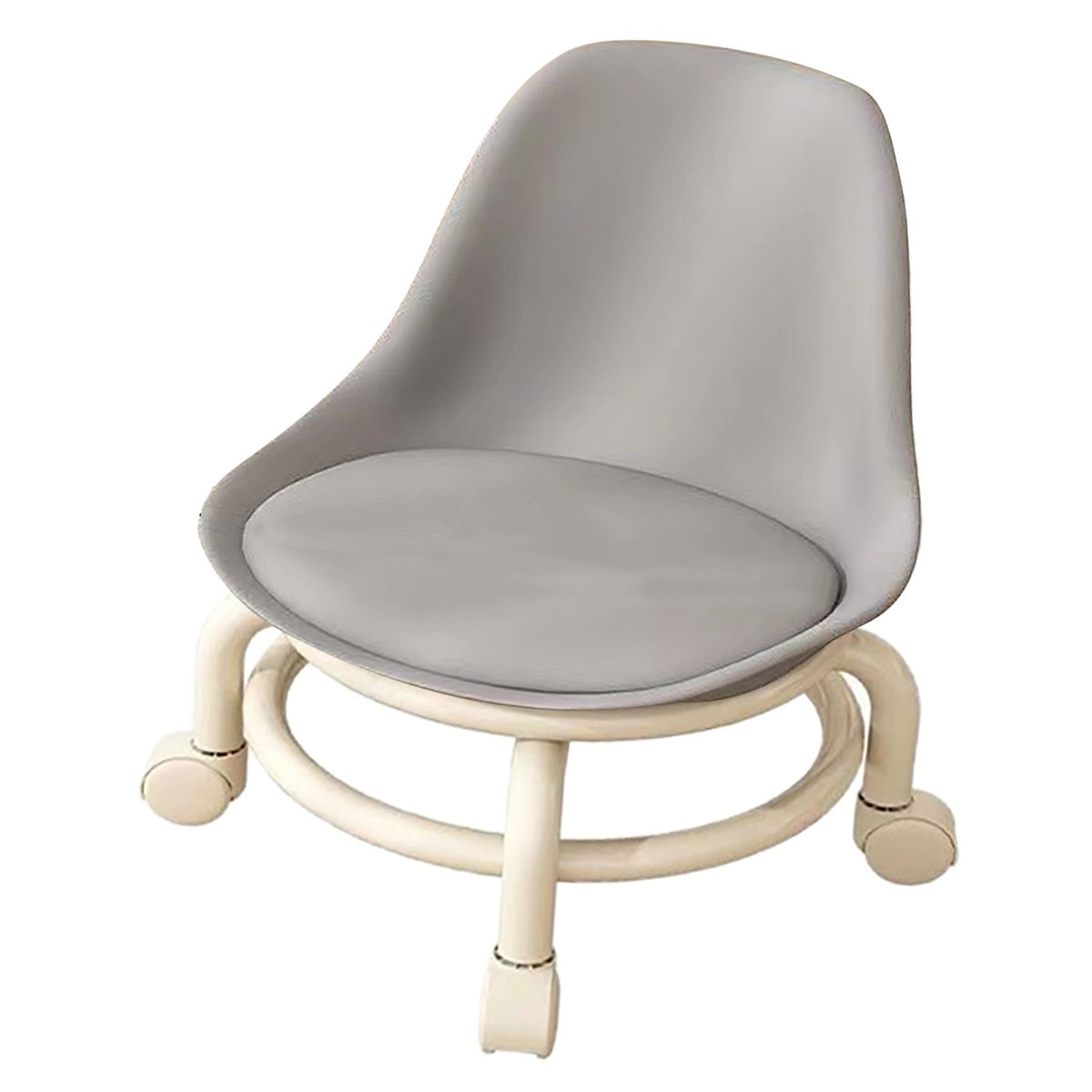 Kids Low Rolling Stool with Backrest Low Height Roller Stool with Universal Wheels Low Roller Seat Step Stool Gray