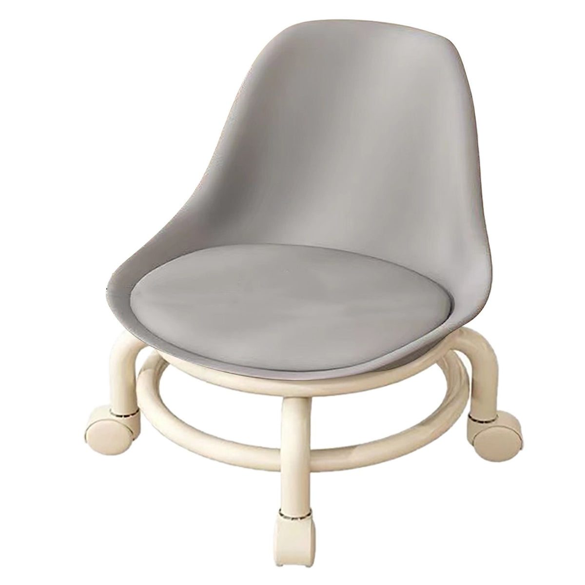 Kids Low Rolling Stool with Backrest Low Height Roller Stool with Universal Wheels Low Roller Seat Step Stool Gray