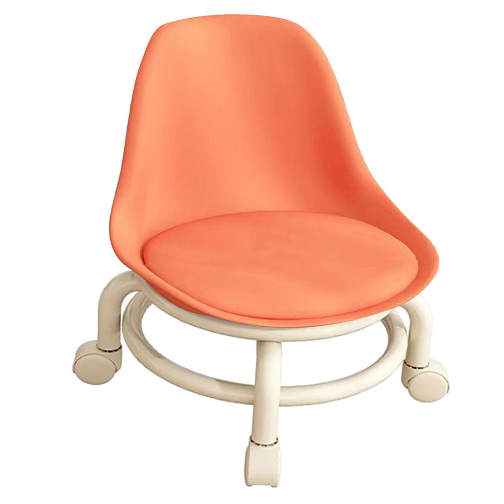 Kids Low Rolling Stool with Backrest Low Height Roller Stool with Universal Wheels Low Roller Seat Step Stool Orange