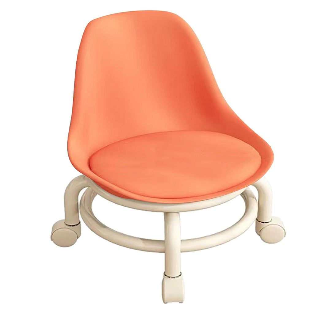 Kids Low Rolling Stool with Backrest Low Height Roller Stool with Universal Wheels Low Roller Seat Step Stool Orange