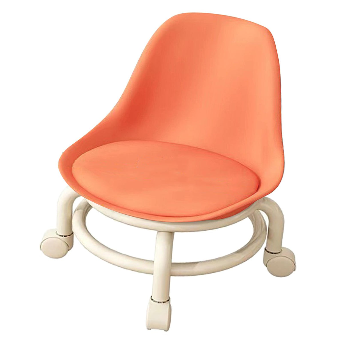 Kids Low Rolling Stool with Backrest Low Height Roller Stool with Universal Wheels Low Roller Seat Step Stool Orange