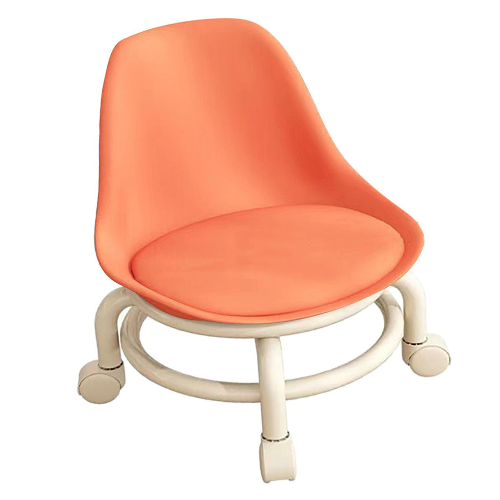 Kids Low Rolling Stool with Backrest Low Height Roller Stool with Universal Wheels Low Roller Seat Step Stool Orange