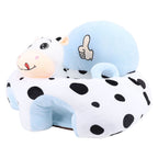 Infant Support Seat with Two Handles Comfortable Plush Cartoon Anti Slip Bottom Infant Learning Sitting Chair for Home
