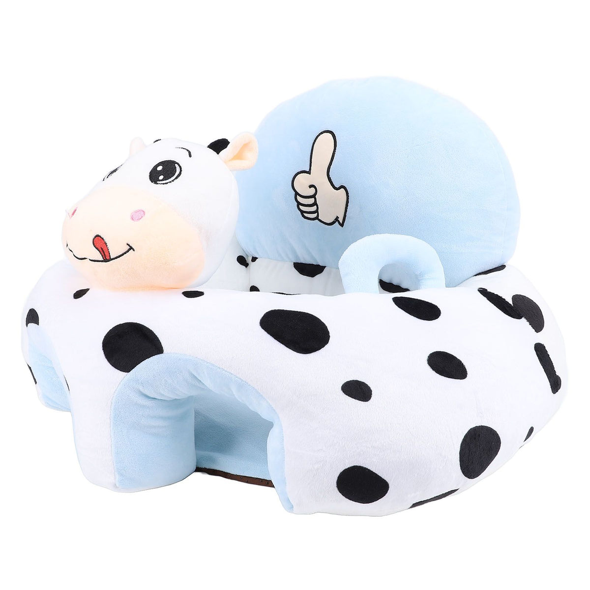 Infant Support Seat with Two Handles Comfortable Plush Cartoon Anti Slip Bottom Infant Learning Sitting Chair for Home