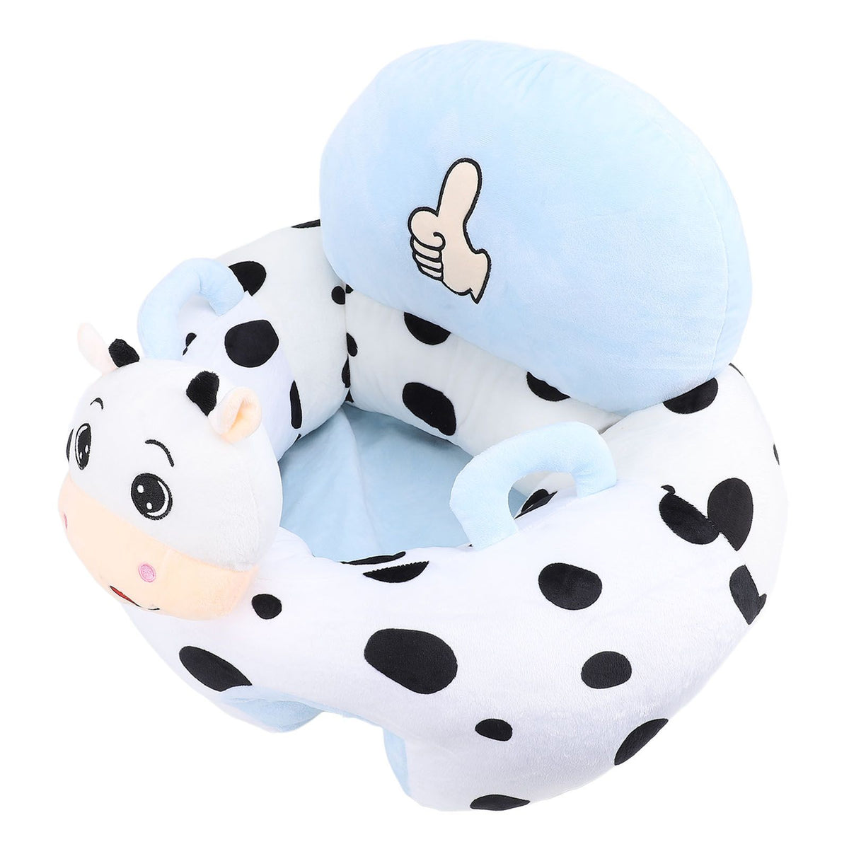 Infant Support Seat with Two Handles Comfortable Plush Cartoon Anti Slip Bottom Infant Learning Sitting Chair for Home