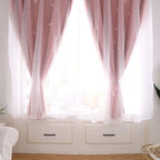 Hollow Out Star Style Window Voile Tulle Curtain Sheer Panels Bedroom Living Room DecorPink