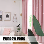 Hollow Out Star Style Window Voile Tulle Curtain Sheer Panels Bedroom Living Room DecorPink