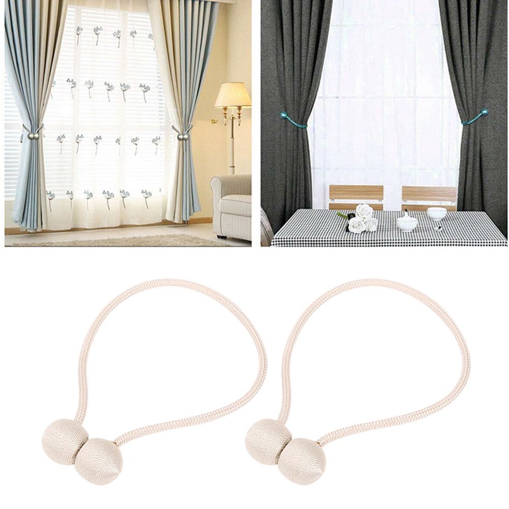 2Pcs Strong Magnetic Curtain Tiebacks Tie Backs Buckle Holder Holdbacks Window Decorative AccessoriesBeige