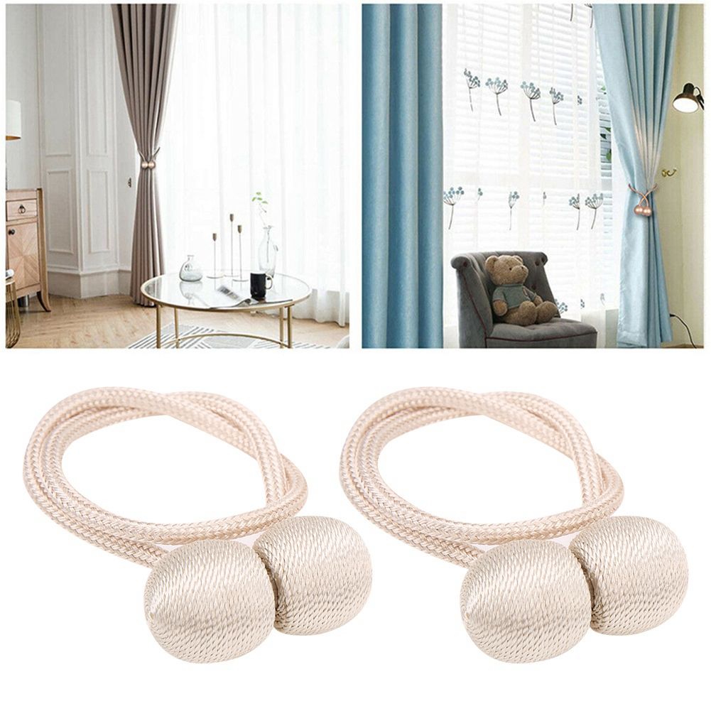 2Pcs Strong Magnetic Curtain Tiebacks Tie Backs Buckle Holder Holdbacks Window Decorative AccessoriesBeige