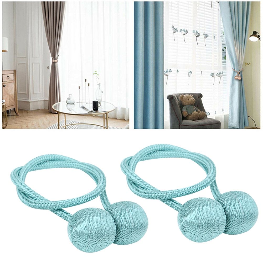 2Pcs Strong Magnetic Curtain Tiebacks Tie Backs Buckle Holder Holdbacks Window Decorative Accessories(BlueGreen )