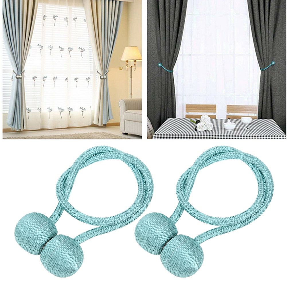 2Pcs Strong Magnetic Curtain Tiebacks Tie Backs Buckle Holder Holdbacks Window Decorative Accessories(BlueGreen )