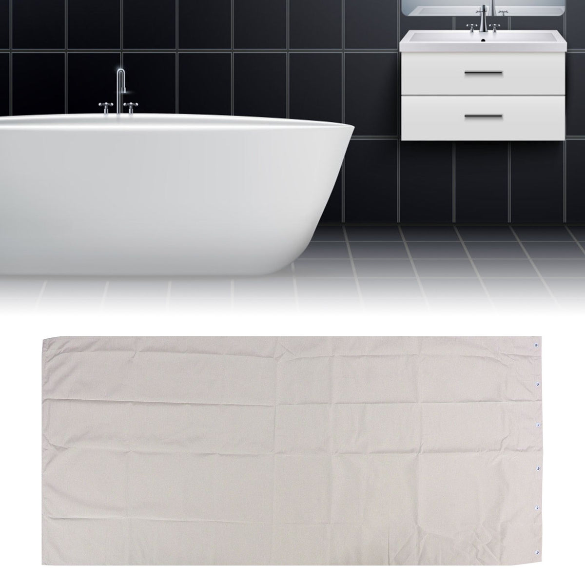 Shower Curtain Polyester Fabric Waterproof Thicken Bath Curtain Partition for BathroomBeige 80x180cm