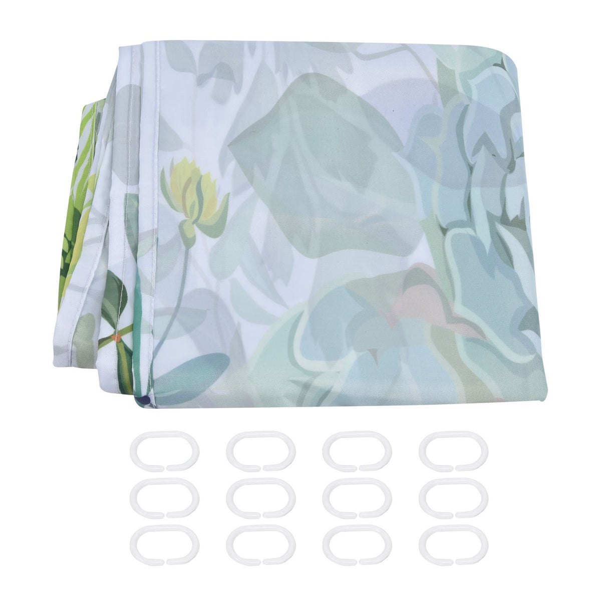 Shower Curtain Simple Style Plant Leaves Pattern Bathroom Shower Partition Curtain with Hooks Curtain for Home Hotel