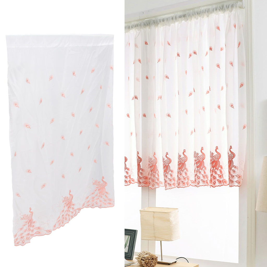 Curtain Peacock Embroidered Pattern Window Screening Curtain for Living Room Bedroom