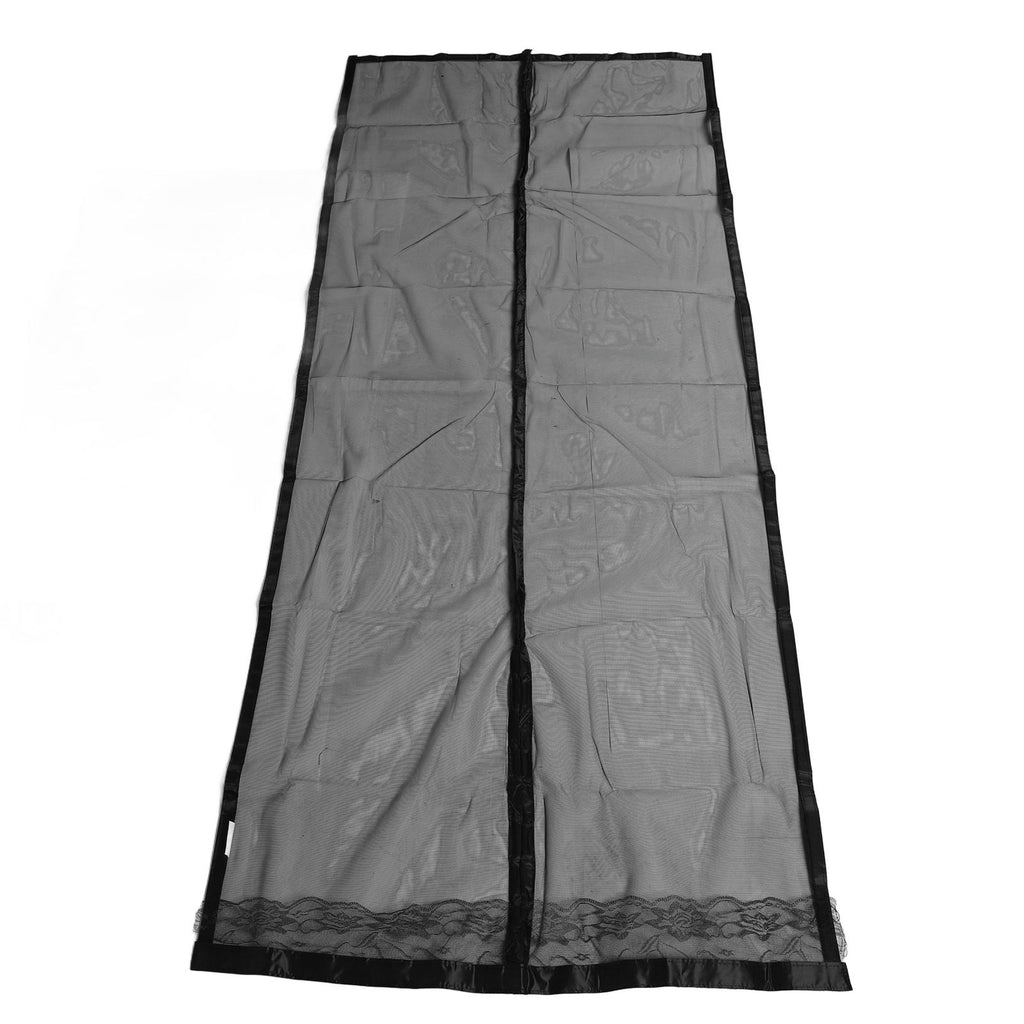 Magnetic Closure Mute Door Curtain Household Anti Bugs Door Curtain Screen with Hook and Loop Solid Black Hook 90x210