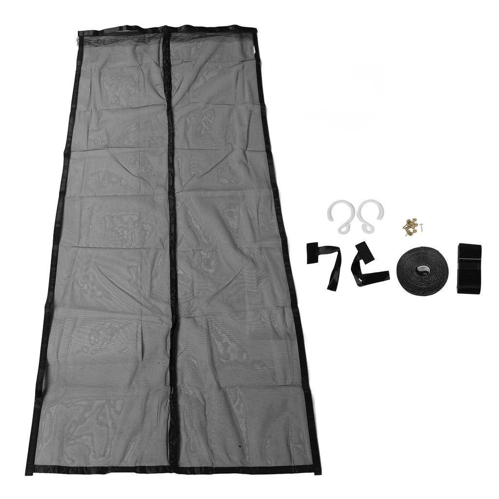 Magnetic Closure Mute Door Curtain Household Anti Bugs Door Curtain Screen with Hook and Loop Solid Black Hook 90x220