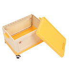 Rolling Toy Storage Bin Toy Storage Organizer Bin with Lid Wheels Children Building Blocks Organizer Orange