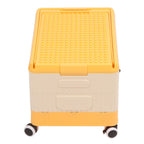 Rolling Toy Storage Bin Toy Storage Organizer Bin with Lid Wheels Children Building Blocks Organizer Orange