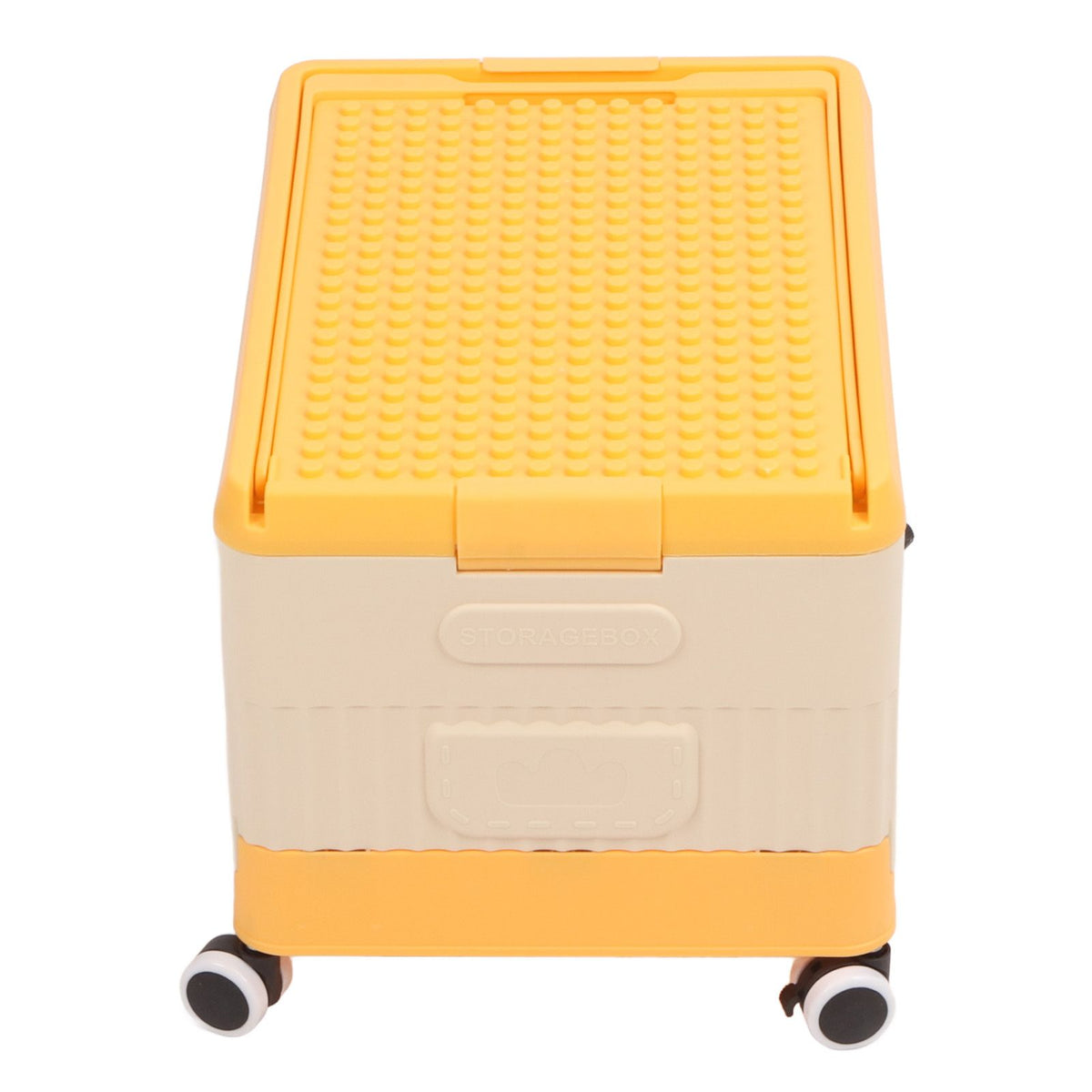 Rolling Toy Storage Bin Toy Storage Organizer Bin with Lid Wheels Children Building Blocks Organizer Orange