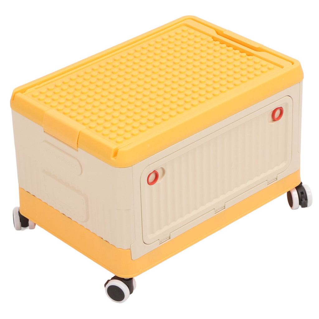 Rolling Toy Storage Bin Toy Storage Organizer Bin with Lid Wheels Children Building Blocks Organizer Orange