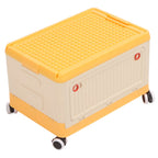 Rolling Toy Storage Bin Toy Storage Organizer Bin with Lid Wheels Children Building Blocks Organizer Orange
