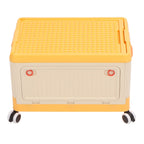 Rolling Toy Storage Bin Toy Storage Organizer Bin with Lid Wheels Children Building Blocks Organizer Orange