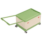 Rolling Toy Storage Bin Toy Storage Organizer Bin with Lid Wheels Children Building Blocks Organizer Green