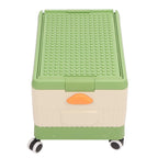Rolling Toy Storage Bin Toy Storage Organizer Bin with Lid Wheels Children Building Blocks Organizer Green