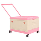 Rolling Toy Storage Bin Toy Storage Organizer Bin with Lid Wheels Children Building Blocks Organizer Pink