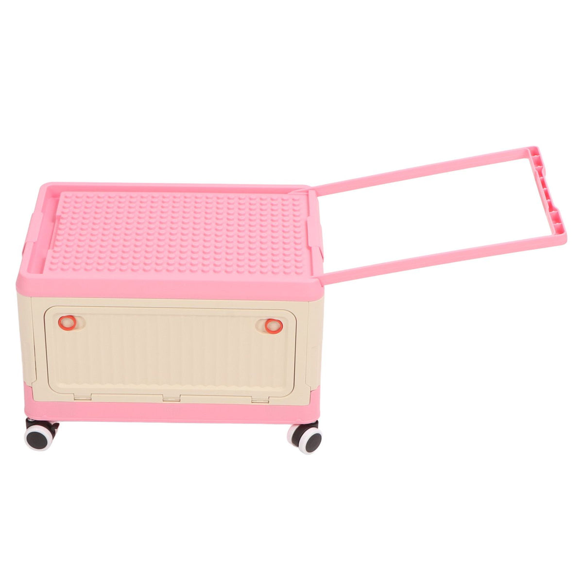 Rolling Toy Storage Bin Toy Storage Organizer Bin with Lid Wheels Children Building Blocks Organizer Pink