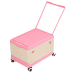 Rolling Toy Storage Bin Toy Storage Organizer Bin with Lid Wheels Children Building Blocks Organizer Pink