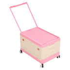 Rolling Toy Storage Bin Toy Storage Organizer Bin with Lid Wheels Children Building Blocks Organizer Pink