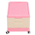 Rolling Toy Storage Bin Toy Storage Organizer Bin with Lid Wheels Children Building Blocks Organizer Pink